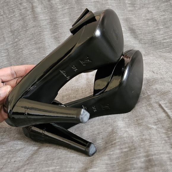 Louis Vuitton Patent Leather Open-Toe Luxury Pump Heels Size 7.5 US (Worn 2x) - Picture 15 of 16
